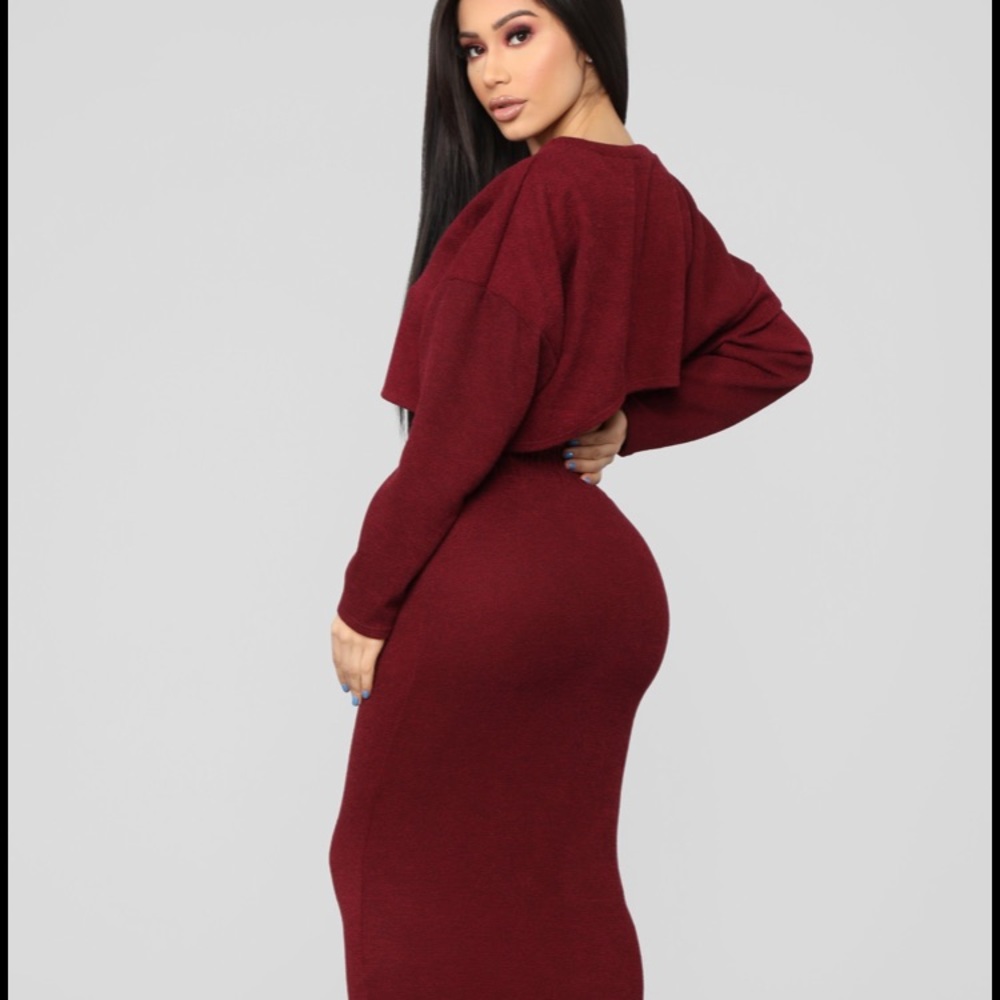 A Beautiful Night Skirt Set - Burgundy - Picture 5 of 8